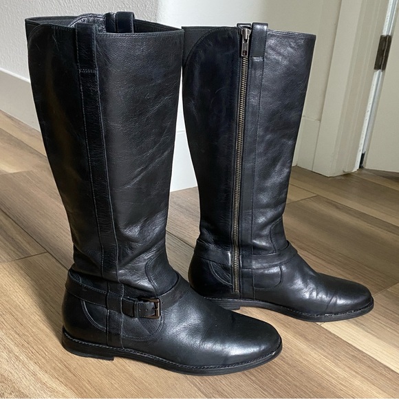 Cole Haan | Shoes | Cole Haan Nike Air Full Zip Black Leather Knee High ...